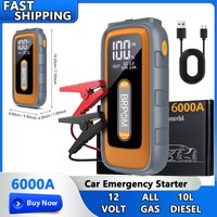 Auto-Notstartgerät 26800mAh 6000A Spitzenleistung 12V Auto-Supercharger Batterieladegerät Starterbox mit Display und Notlicht Tragbare Powerbank