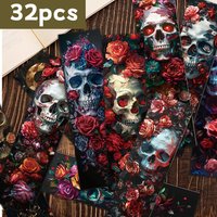 32pcs, Gothic Dark Retro Skull Bookmarks, Christmas, Teacher Gift, Back-to-School Holiday Gifts, Creative Artistic Designs