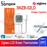 SONOFF SNZB-02LD LCD Smart Thermometer with Probe Zigbee3.0 IP65 Waterproof for Fridge Pool Fish tank Wine Cellar via ZBBridge-P