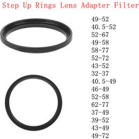 49-52 40.5-52 52-67 49-58 58-77 52-72 43-52 32-37 40.5-49 46-49 52-58 62-77 37-49mm Metal Step Up Rings Lens Adapter Filter