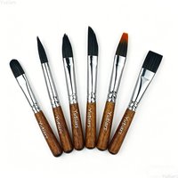 Yutiars 6Pcs Mini Travel Portable Painting Brushes Set Professional Watercolor Gouache Fine Detail Sketching Coloring Tools