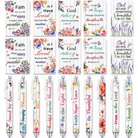 20/40 Pcs Christian Gift Set Bible Verse Ballpoint Pen Mini Notebook For Women Floral Patterns Religious VBS Bible For Easter
