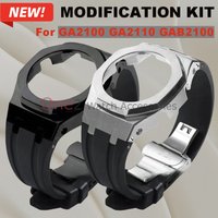 Kit de modification pour Casioak GA2100, kits de modification, cadre en métal et bracelet en caoutchouc pour G-Shock GA2110 GAB2100 avec vis et accessoires