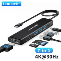 LEMORELE 7-in-1 USB C HUB Docking station with 4K@30Hz Video Output, 100W PD, USB-C&USB-A 3.0 Ports for MacBook, Windows Laptop