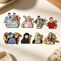 8Pcs Cartoon Anime Friends Characters Brooch Cute Enamel Pin Backpack Clothing Metal Badge Accessories Gifts