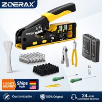 ZoeRax 11-in-1-RJ45-Cat7-Cat6A-Crimpwerkzeug-Set, Kabeltester, Drahtschneider, Klingen, Cat7-Steckverbinder und Stiefel, Kabelbinder, Schraubendreher
