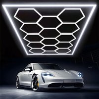 Lot de 14 lampes de plafond LED hexagonales, éclairage LED nid d'abeille 680W, éclairage LED pour garage, tubes LED pour atelier, garage, studio, lumière LED 6500K