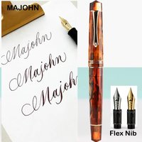 Majohn M800 Resin Fountain Pen No.6 Soft Flex Nib / BOCK Fine Nib Business Office Writing Pen with Gold Clip Stationery Supplies