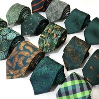 Green Deep Military Green Tie Floral Pattern Artistic Personality Student Uniform Tie Accessories Personality Trend Casual Daily