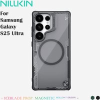 NILLKIN Magnetic Case for Samsung Galaxy S25 Ultra, Anti-Yellowing Shockproof Cover Lens Protector Space-Inspired Aluminum Stand