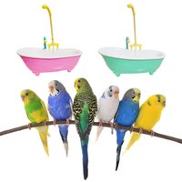Parrot Automatic IntelligentBath Bird Shower Bathtub Blue AccessoriesHousehold Plastic Parakeet Supplies Accessory Bird Cage