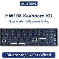 HW108 mechanical keyboard case kit RGB 100percent 3 Mode wireless Mechanical Keyboard Hot Swappable Wireless 108keys