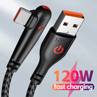 120W USB To Type C Cable 90 Degree Elbow USB C Fast Charging Data Cord For Samsung Xiaomi Huawei Quick Charge Adapter TypeC Wire