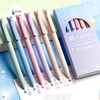 6Pcs Morandi Color Gel Pen Set, 0.5mm ST Needle Tip Retractable Pens, Quick-drying Smooth Ink for School Journal, Office Note-ta