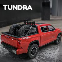 1:24 Tundra LC80 Model Toy Diecast Alloy Car Front Wheel Steering Doors Opened Sound Light Pull Back Vehices for Children's Toys