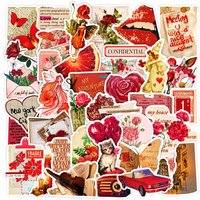 50-Pack Red Vintage Graffiti Aesthetic Decorative Stickers Waterproof Decals for Car Laptop Phone Fridge Stationery