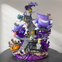 Pocket Monsters Anime Surrounding Statues Small Workshop Ghost Family Bucket Geng Ghost Evolution Group Gk Handmade Ornament