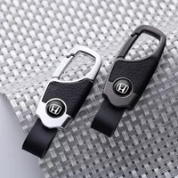 Leather Car Keychian Pendant for Honda Civic Accord CRV Fit Pilot Dio HRV CRF CBR Engine XRV City Jazz Jade Key Rings Holder