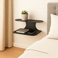Two-Level Floating Nightstand Shelf, Easy Black Wall-Installed Side Table for The Bedroom, Suitable for Plants, Books