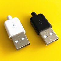 5Pcs/Lot USB 2.0 Male Connectors Plugs Black White Welding Data OTG Line Interface DIY Data Cable Accessories YT2154B