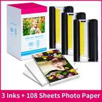 KP108 4x6" Photo Paper Ink Cartridge Canon SELPHY CP1500 CP1300 CP1200 CP900 CP800 Compact Printer Kit for KP-108IN RP-108