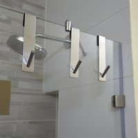 2pcs Stainless Steel Over Glass Door Shower Door Back Shower S-Shape Towel Hooks Bathroom Bathrobe Hanger Holder Rack
