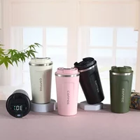Thermos Coffee Mug Stainless Steel Coffee Cup Temperature Display Vacuum Flask Thermal Tumbler Insulated Water Bottle 380/510ml