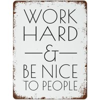 WORK HARD AND BE NICE TO PEOPLE logo poster, inspirational quote poster, office wall art, the best retro-fun home decoration tin