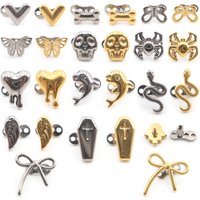1PC Titanium Butterfly Skull Spider Wing Dolphin Heart Snake Bone Bow Cross Micro Dermal Anchor Base Piercing Body Jewelry