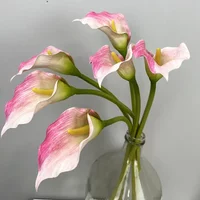 4pcs/lot Simulation Calla Lily Hotel Decorative PU Real Touch Fake Flowers Artificial Calla Lilies Purple Flower Hall Decoration