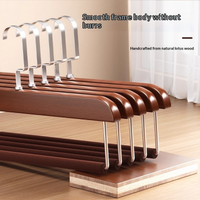 35CM Wooden Pants Hangers with Velvet, Non-Slip Closet Organizer for Trousers, Jeans, Scarves