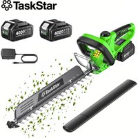 TaskStar Akku-Heckenschere mit Schneugut-Entferner, 22 Zoll Doppelseitige Schneidklinge 180° ° Drehbarer Elektrischer Strauchschneider für Garten und Landschaftsgestaltung