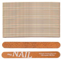 50pcs 120/180 Grit Wooden Nail Files Brown Emery Boards Reusable Manicure Travel Case Included Professional Nail Care Tools