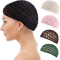 New Women's Mesh Hair Net Black Wig Caps handmade Crochet Cap Adjustable Strap Hair Net for Sleeping Turban Hat Chemo Hats