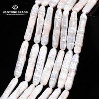 Natural Freshwater Pearl Beaded Long Strip Loose Spacer Beads for Jewelry Making Diy Bracelet Necklace Accessories 16 Pcs