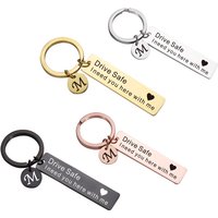 Personalized Engraved Keychain Drive Safe Custom Monogram Name Text Keychain Stainless Steel Bar Keyring Customized Gift for Her