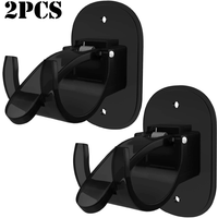 2PCS Curtain Rod Bracket Holder Self Adhesive Wall Mount fits Support Curtain Curtain Rod Curtain Rod Hooks for Bathroom Kitchen