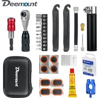 Compact Ratchet Dual Way Wrench Kit Tire Lever Tools W/ 10 Bits Bicycle Riding Quick Repair Accessories Bicycle Repair Tool Bag