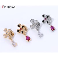 14K Gold Plated Brass Inlaid Zircon Cross Charms For Bracelet Making Supplies Hamsa Hand Charms Pendant DIY Accessories