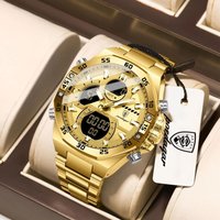 POEDAGAR Sports Quartz Men Wristwatch LED Luminous Waterproof Week Date Original Man Watch Stainless Steel Digital Men's Watches