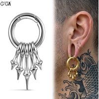 Giga 1/2Pcs 4mm Gothic Cone Ear Weights Hangers Ears Plugs Dangle Stretched Stainless Steel Gauges Body Piercing Jewelry Punk