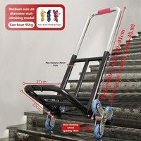 Folding Stair Climbing Hand Truck, Heavy Duty 3-Wheel Trolley with Strong Metal Frame for Warehouse, Construction & Delivery Use