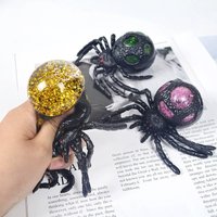 The New Halloween Vent Decompression Gold Powder Spider Pinch Music New Strange Simulation Black Spider Spoof Squeeze Toy