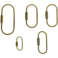 5 Sizes To Choose 36mm-80mm Raw Brass Wire Oval run course Screw Locking Carabiner Keyring Key Chains EDC DIY Making