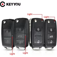 KEYYOU 10PCS 2/3 Button Flip Key Shell Case For VW Passat Polo Golf Touran Bora Ibiza Leon Octavia Fabia Remote Key blank Case、