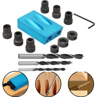 Pocket Hole Jig Kit 15 Degree Woodworking Inclined Hole Jig with6/8/10mm Sleeve for Woodworking Angle Drilling Holes Locator Jig