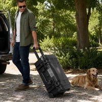 Wetterfester Hartschalenkoffer, Trockenbox mit vorgeschnittenem Schaumstoff, Rädern und ausziehbaren Griffen für Reisen, IP67 wasserdichtes Gehäuse für Kameras, Schwarz (55 x 34 x 24 cm)