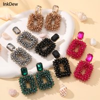 INKDEW Square Crystal Drop Earrings for Women Big Long Earrings Handmade Faceted Beads Earrings Jewelry Gift boho Fashion EA123