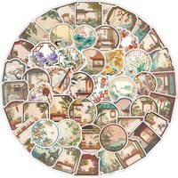 50PCS Schöne Chinesische Stil Szene Blume Fenster Graffiti Aufkleber Sammelalbum Collage Material Telefon Wasser Tassen Gitarre Dekoration