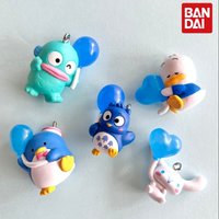 Bandai Sanrio Characters Gashapon Blue Series Charms Cinnamoroll Tuxedo Sam Hangyodon Pekkle Bag Purse Keychain Pendant For Fans